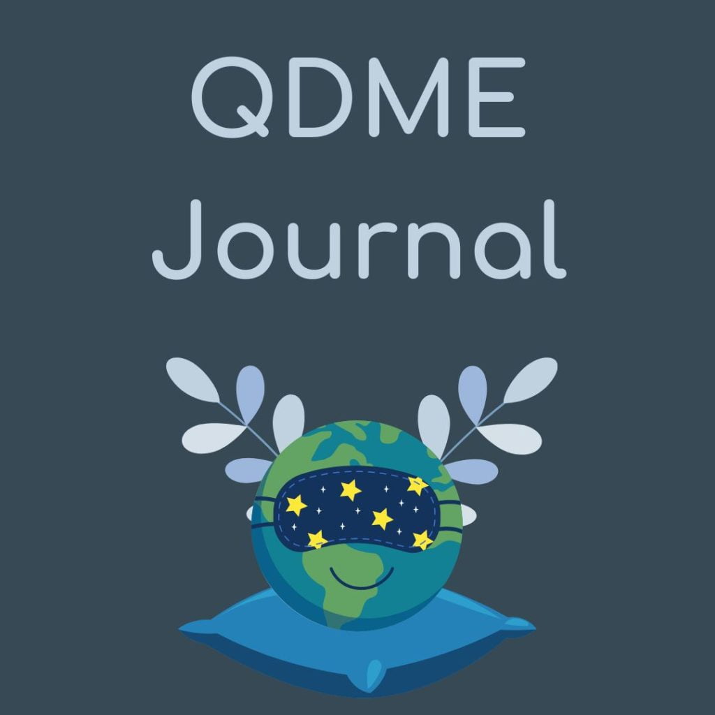 QDME Journal: The Earth taking a restful nap with a sleep mask and pillow, surrounded by lush green plants.