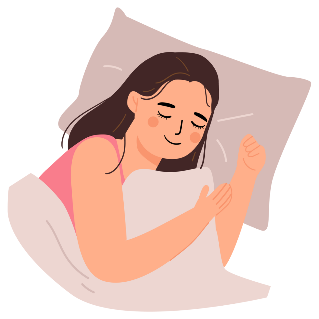 Cool Breeze, Warm Z's - graphic of a girl sleeping peacefully