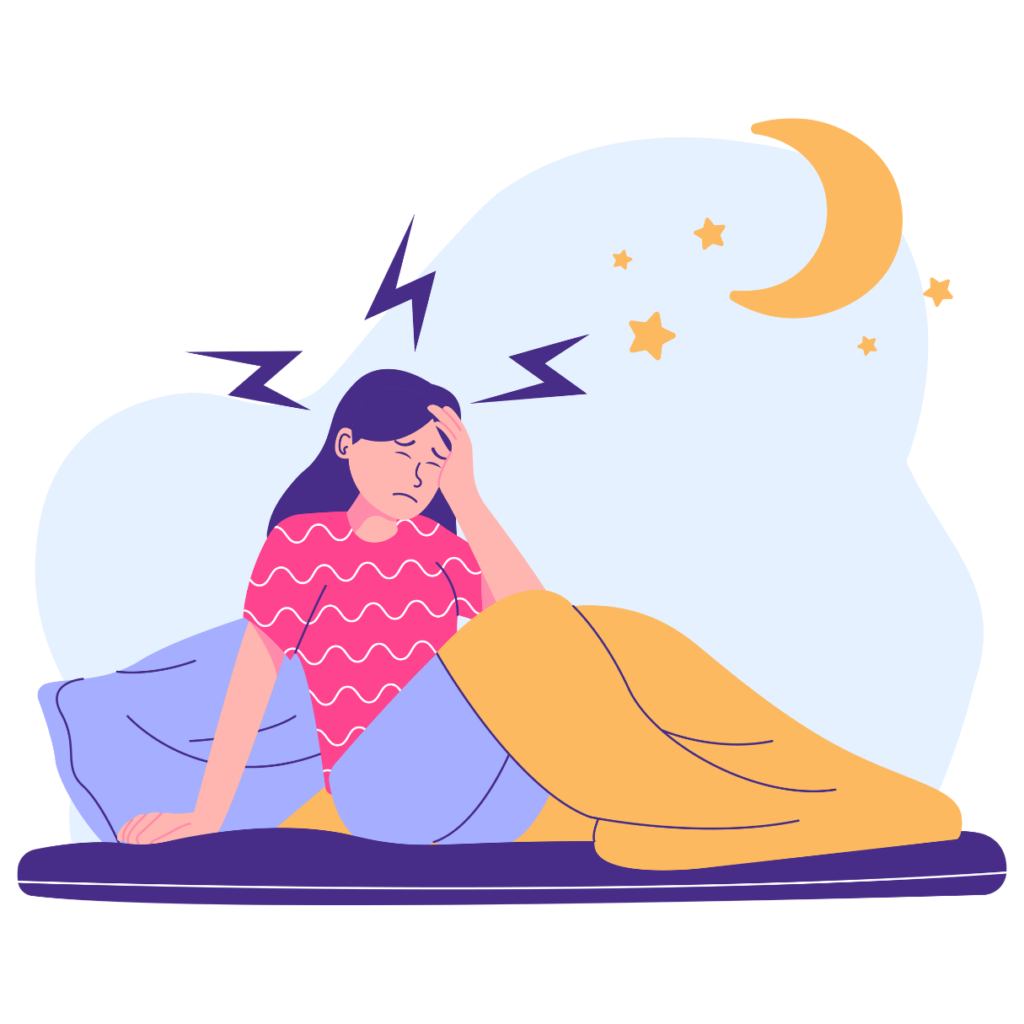 Addressing Sleep Apnea Concerns - A graphic of a girl waking up during the night with a headache