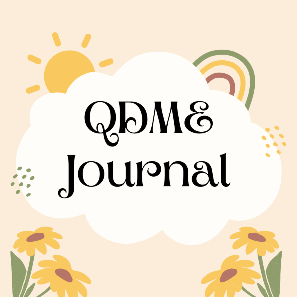QDME Journal - A cloud, with sunshine, a rainbow, and flowers in the background