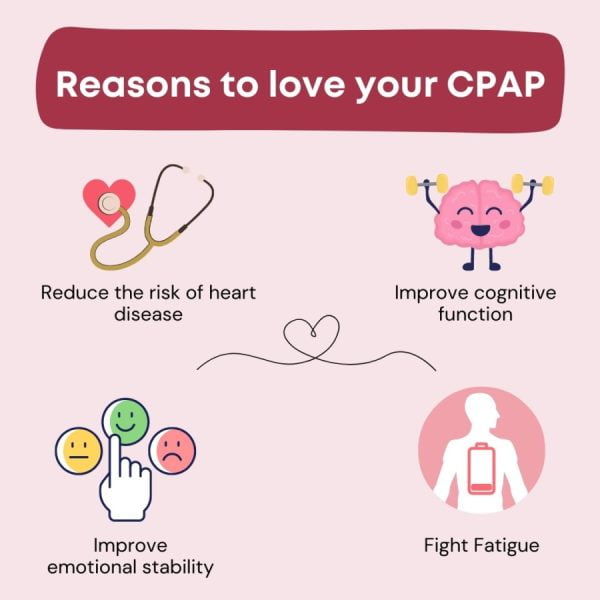 Reasons To Love Your CPAP, 4 benefits of using a CPAP, cute pink image